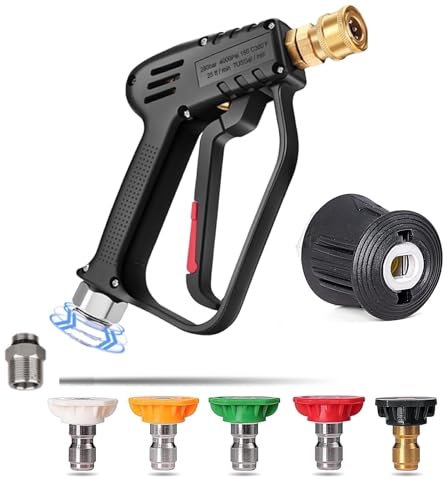 YUET Pistola de lavado de alta presión con mango giratorio de 360 grados con 5 boquillas de agua, limpiador de lavado de agua para kit de limpieza de coche (M22 conector de manguera de 14 mm y