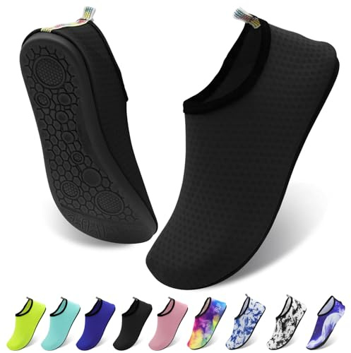 Water Shoes– Quick Dry Aqua Shoes Barefoot Lightweight Non-Slip Beach Swim Pool Yoga Surf Shoes for Holiday, Sea, Water Sports Black