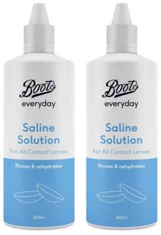 Bōots Everyday | 2× Saline Solution - for All Contact Lenses | Rinses & Rehydrates | 360mL Each [Twin Pack]