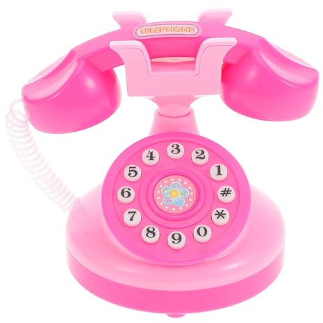 Yardwe Spielzeugtelefon für Kleinkinder Rosa Schnurgebundenes Design Interaktives Rollenspiel Telefon aus Langlebigem Kunststoff Fördert Kreativität und Fantasievolles