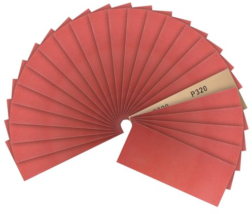 PMIQSA Carta Abrasiva 24 Pezzi, 230x93mm Carta Vetrata in Grane 320 Sandpaper, per la Lucidatura Fine di Legno, Metallo Resine e Plastica
