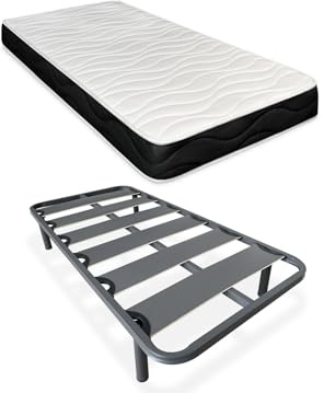 Duérmete Online - Cama Completa con Colchón Fresh Reversible (Cara Invierno/Verano) + Somier Reforzado 40x30mm con 4 Patas Metálicas Roscadas, 90 x 190