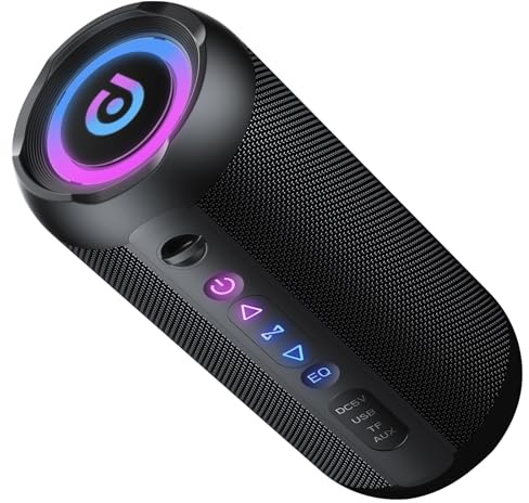 Bluetooth Lautsprecher mit Licht, 30W Musikbox Tragbarer Bluetooth Box mit IPX7 wasserdicht, Dualen Bass-Treibern, 30 Sth Akku, RGB Lichter, TWS Kopplung，AUX, TF Karte, Geeignet Outdoor/Party/Reisen
