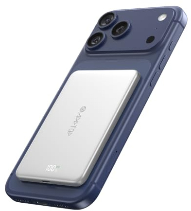 A ADDTOP Ultra Slim magnetisk powerbank 5 000 mAh – 15 W trådlös powerbank med USB C på/utgång – PD 20 W snabbladdning externa mobiltelefonbatterier för telefon 17/16/15/14/13/12