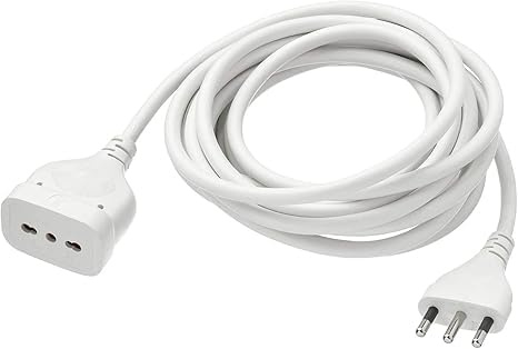 SQUADO Cavo di Prolunga Elettrica Bipasso, 3 Metri, 16A-10A, Bianco