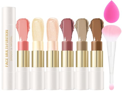 QIUFSSE 6 Colors Cream Contour Stick Set,Makeup Contour Kit(Set A)