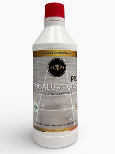 FugaLux Clean PRO Detergente e rinnovatore concentrato per fughe. Rimuove residui di calcare e annerimenti. HACCP – 500 ml