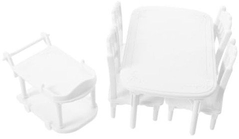 OATIPHO Mobilier Maison de Poupée Blanc en Plastique Table et Chaises, Adapté Cuisine ou Présentation de Restaurant, Favorise Le Jeu Imaginatif et Collaboratif