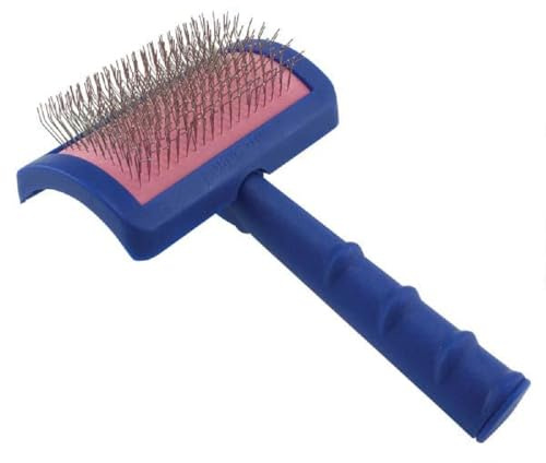 Show Tech Tuffer Than Tangles Slicker Brush for Dog Grooming with Long, Regular Pins, Medium Size, Perfect for Doodle Breeds, Angled Pins for Dematting, Remove Undercoat, Comfort Grip Handle