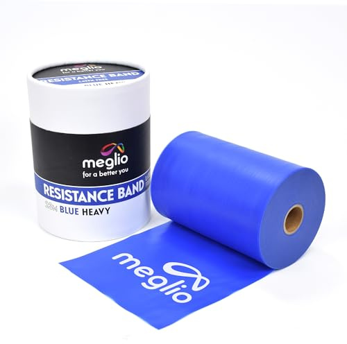 Meglio Banda de Resistencia sin Látex– Rollo de 23 metros. Variedad en resistencia - Cinco niveles desde extra suave hasta extra fuerte. Para fisioterapia y rehabilitación, deportistas, yoga y pilates