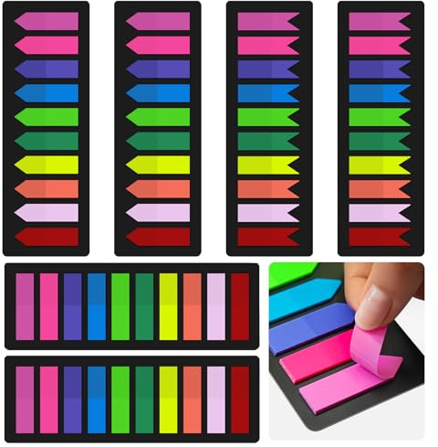 KICNIC 1500 Pieces Page Markers Sticky Index Tabs, Arrow Flag Tabs Self Adhesive, Colored Notes Tab Stickers for Notebook, Documents, Books [10 Colors, 3 Designs] Sticks Securely, Removes Cleanly