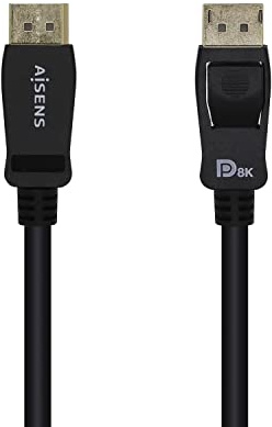 AISENS - CABLE DISPLAYPORT CERTIFICADO V1.4 8K@60HZ. DP/M-DP/M. NEGRO.