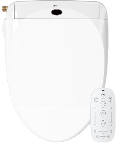 LEIVI Electric Bidet Toilet Seat with Wireless Remote and Side Panel, Multiple Spray Modes, Adjustable Heated Seat, Warm Water and Air Dryer, Auto LED Nightlight, Elongated