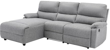 Vente-unique - Canapé d'angle Gauche Relax électrique en Tissu Gris Clair LUNANO