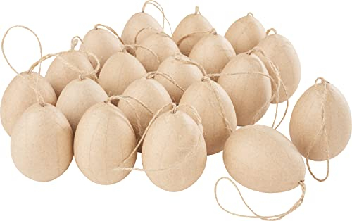VBS 20er-Pack Pappmaché-Eier 4,5x6cm inkl. Aufhängeband Osterei Ei Ostern Frühling