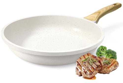 GiPP Nonstick Skillet Frying Pan,White Granite Non Stick Pans,Omelette Pan with Heat-Resistant Handle,Compatible with All Stovetops,PFOA Free (White, 20cm)