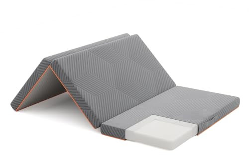 Vesgantti Klappmatratze Gästematratze, 3-teilige Gel Schaumstoff Faltmatratze für Reisen, Camping, Boden, Gästebett, waschbarem Bezug Faltbare Matratze Öko-Tex Zertifiziert (8cm, 140x195x8cm)