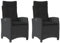 KOIECETA Gartensessel mit Kissen 2 STK. Verstellbar Schwarz Poly Rattan