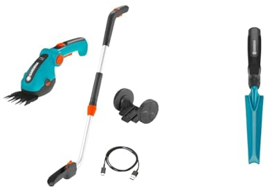 Gardena Set de cisailles à Gazon sans Fil ComfortCut Li :cisaille à Gazon et Manche télescopique & Couteau désherbeur de Gardena : Outil de Jardin idéal pour enlever efficacement Les Mauvaises Herbes