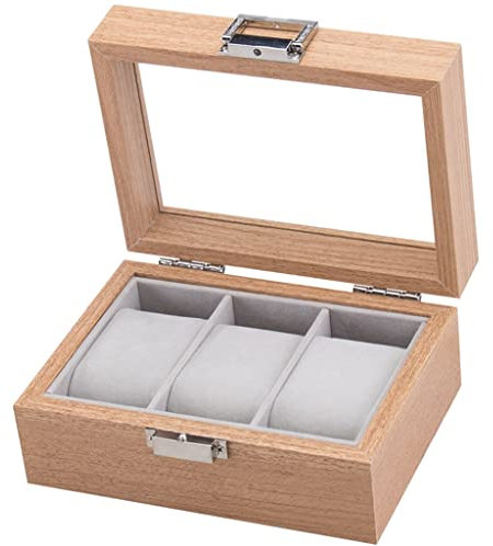 QTYQWC 3 Lattice Wooden Watch Box Holder Men's Watch Ladies Watch Display (Color : A, Size : One Size)