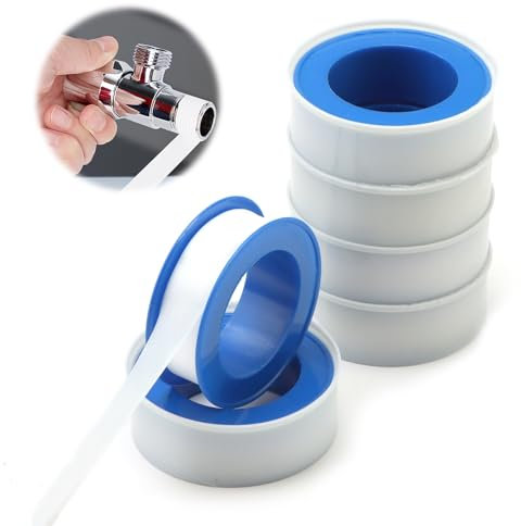 PTFE Tape 19mm x 12M Plumbing Repair Tape to Stop Leaks Thread Seal Tape Pipe Slealant Seal teflon Tape Waterproof for Bathroom Kitchen Garden Leaking Pipe Sealing in Pipe Threads Leaks,White,6 Rolls