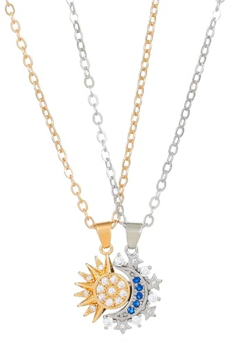 GGUFAY Collana Sole e Luna per Coppia, Sorella Gioielli BFF Amicizia Regali,Collana Regolabile, Collana di Coppia per Coppia Adolescente Collana Mamma Figlia