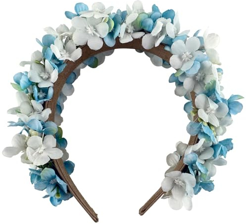 Cerchietto per capelli Marissa con fiori delicati, accessorio per capelli per Dirndl matrimonio ragazza (azzurro, taglia unica)