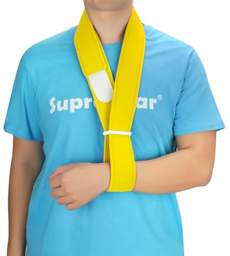supregear Arm Sling, Adjustable Collar and Cuff Sling, Lightweight Simple Shoulder Immobilizer Arm Elbow Support Strap for Men Women, One Size Fits Most, Yellow
