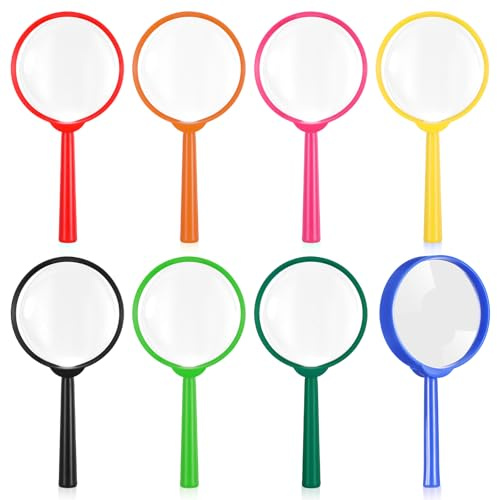 Lot de 8 mini loupes multicolores pour enfants, accessoires de jeu de rôle, jouets de recherche en plein air, idéal pour l'observation des insectes et la lecture