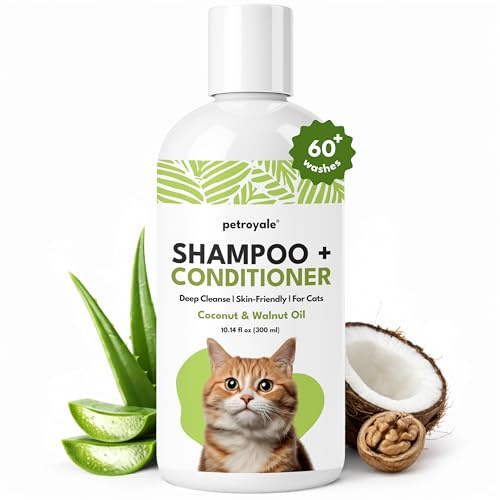 Petroyale 2-in-1 Cat Shampoo and Conditioner – Persian Cat Shampoo – Kitten Shampoo for Cats – Cat Shampoo– Pet Shampoo for Cats with Aloe Vera, Coconut & Walnut – 10.14floz
