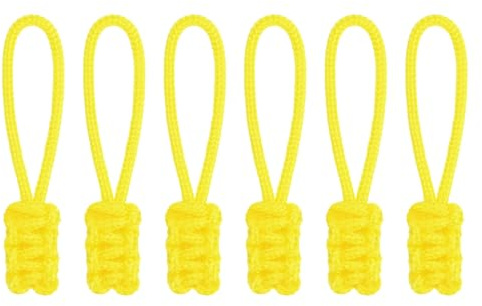 TIXIPEM Remplacement De Tirette De Fermeture Éclair [6PCS] - Têtes De Fermeture Éclair À Cordon Tissé Pour Valise & Sac À Dos & Veste - [Jaune]