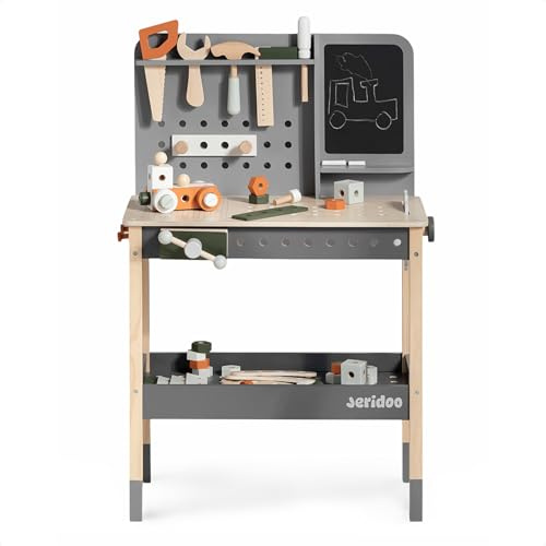 Tool Set, Children's Wooden Workbench Workshop Jeridoo Screw and Nut