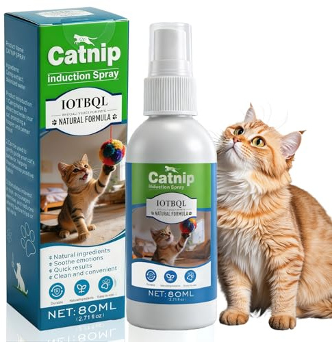 IOTBQL Premium Catnip Spray for Cats – 100% Natural Ingredients, Boosts Energy,Relieves Stress – Renews Toys, Reduces Scratching, Easy-to-Use & Mess-Free 2.71 Fl OZ (Blue-Green, M)