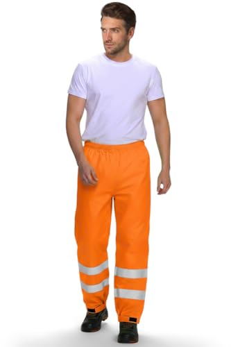 AUYAO Pantalon de Pluie Réfléchissant, Hi-vis Over Trouser Homme, Pantalon Imperméable Haute Visibilite, Surpantalon Imperméable pour Homme, Double Layer Pluie Classic de Sécurité