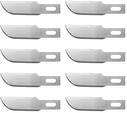 Wedo 7822 Ersatzklingen (für Skalpell und Hobbymesser,Macheten Form, halbrund, Kunststoffbox) 10 Stück, silber