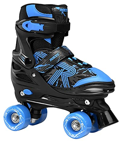 Roces Jungen Quaddy 3.0 Boy Größenverstellbarer Kinder-Rollschuh, Black-Astro Blue, 34/37