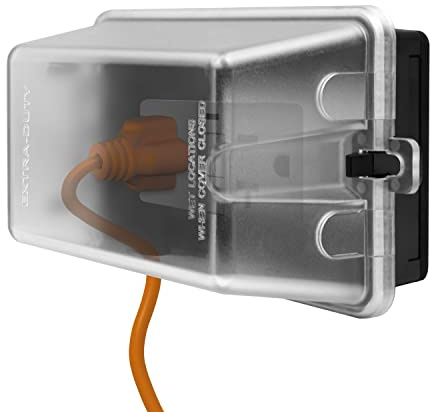 ENERLITES Extra-Duty Weatherproof Enclosure, Outdoor Outlet Cover, Outdoor Decorator/GFCI Receptacles, Dual Installation, Horizontal or Vertical Use, 1-Gang 6.1” x 3.4” x 2.8”, Clear Cover, IUC1HV-D