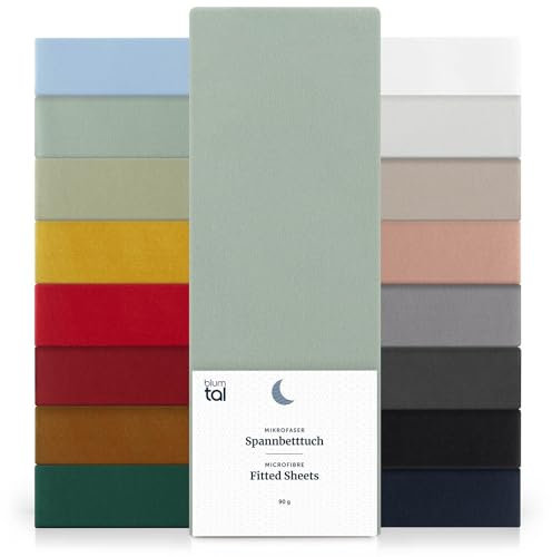 Blumtal® Spannbettlaken 105x190 cm 2er Pack - Bettlaken 105x190 Spannbettlaken aus Microfaser - Spannbetttuch 105x190 im 2er Set - Spannbettuch 105x190 - Leintuch 105x190 - Laken - Summer Green - Grün