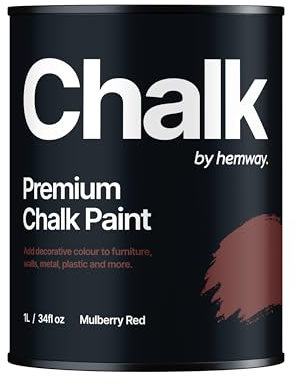 Hemway - Premium Chalk Paint - Mulberry Red 1 L | Chalky Matt Shabby Chic Finish for Interior Furniture & Walls | Quick Dry & 1 Coat