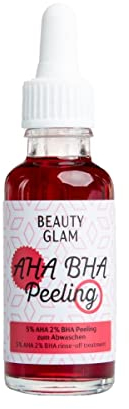 Gesichtspeeling mit 5% AHA & 2% BHA – für ein ebenmäßiges Hautbild – Vegan, ohne Farbstoffe & Silikonei, Made in Germany, BEAUTY GLAM – AHA BHA Peeling– 30 ml