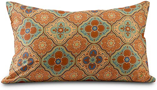 ATsense 2er Set Kissenbezug 80 x 40 cm, 2 Stück - 100% Baumwolle, Orange-Rot Bunt Muster Dekorative Kopfkissenbezug mit Reißverschluss, ÖkoTex - Superweicher Premium und Hypoallergen Kissenhülle（Boho）