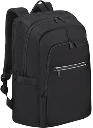 Rivacase Eco Laptop Zaino da 17,3 pollici, impermeabile, moderno, in plastica riciclata, per uomini e donne, zaino urbano per lavoro, viaggi, sport, università, scuola, Nero, 17,3 Zoll, Business