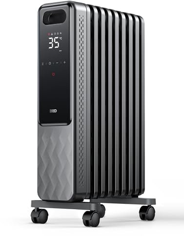 Dreo Radiatore Elettrico Basso Consumo 2000W, Radiatore ad Olio 9 Elementi con Telecomando, 3 Livelli, 4 Modalità, Timer 24h, Protezione Surriscaldamento e Ribaltamento, Riscaldatore con Termostato