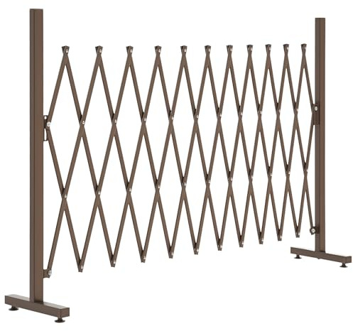Outsunny Barrière Extensible rétractable barrière de sécurité 300L x 31l x 104H cm alu métal Chocolat