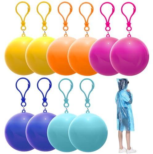 Scettar 10 tragbare Regenmantelbälle: 5 Farben * 2 Stück Regenmantel für Damen Herren Einweg-Poncho Geeignet Einweg Regenponcho für den täglichen Gebrauch und Outdoor-Aktivitäten Camping
