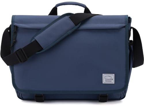 VASCHY Bolso Hombre Bandolera, Bolso Universidad Ligero Bolsa Ordenador Portátil 15.6 Pulgadas Bolso Mensajero Impermeable Maletín Adulto Adolescente para Trabajo Negocio Viaje Esculea, Azul