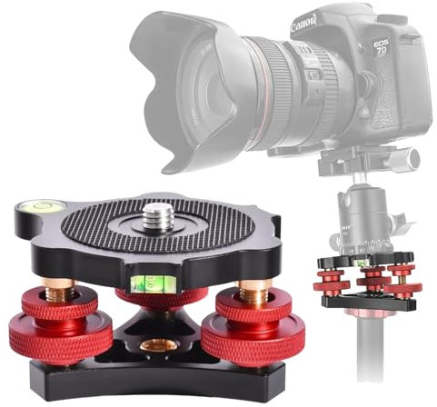 Testa del treppiede Base livellante Livella per base livellante treppiedeLivella di precisione a tre bolle Livella a tre ruote per fotografia macro panoramica Lega di