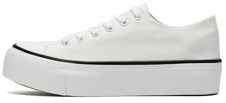 Ladies Fashion Platform Trainers Women’s Platform Low Top Lace Up Canvas Shoes Pumps Plimsolls Outdoor Tennis Walking Shoes