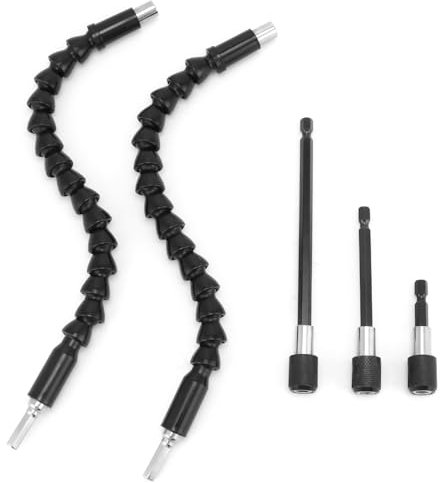QWORK® 2 piezas de eje de extensión de broca flexible de 1/4 , 30 cm, 3 piezas de varilla de extensión de vástago hexagonal de 1/4 soporte de puntas de destornillador, 60 mm, 100 mm, 150 mm