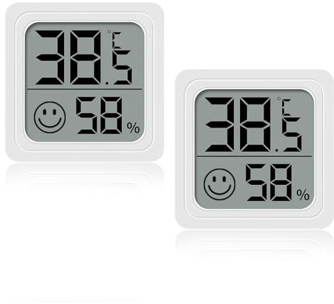 LCD Digital Room Hygrometer Thermometer 2Pcs, Mini Digital Temperature Humidity Meter Gauge, Display Humidity Sensor for House, Greenhouse, Baby, Office, Home, Garden, Cellar
